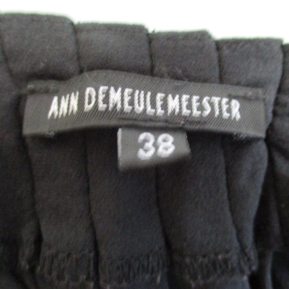ANN DEMEULEMEESTER PLEATED SILK Blouse Top Goth 38 BLACK Rocker Womens - Picture 6 of 7